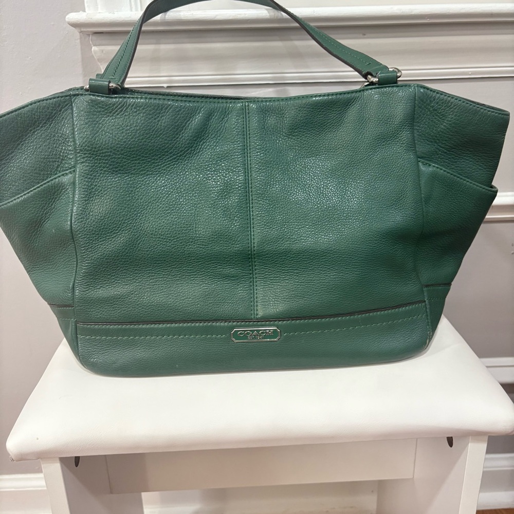 Coach Green Structured Tote Bag